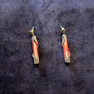 Elegant Red and Silver Earrings